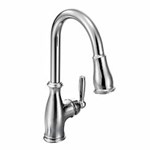 Chrome one-handle pulldown kitchen faucet ,