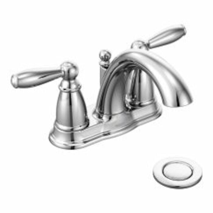 6610 Brantford 4 In Centerset 2-Handle Low-Arc Bathroom Faucet In Chrome With Metal Drain sembly Two-handle bathroom faucet