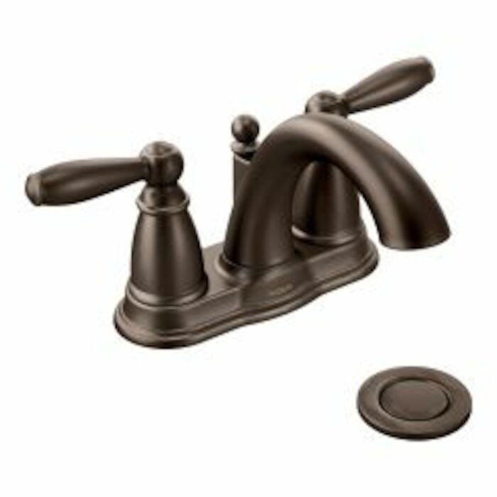 6610ORB Brantford 4 In Centerset 2-Handle Low-Arc Bathroom Faucet In Oil Rubbed Bronze With Metal Drain sembly Two-handle bathroom faucet