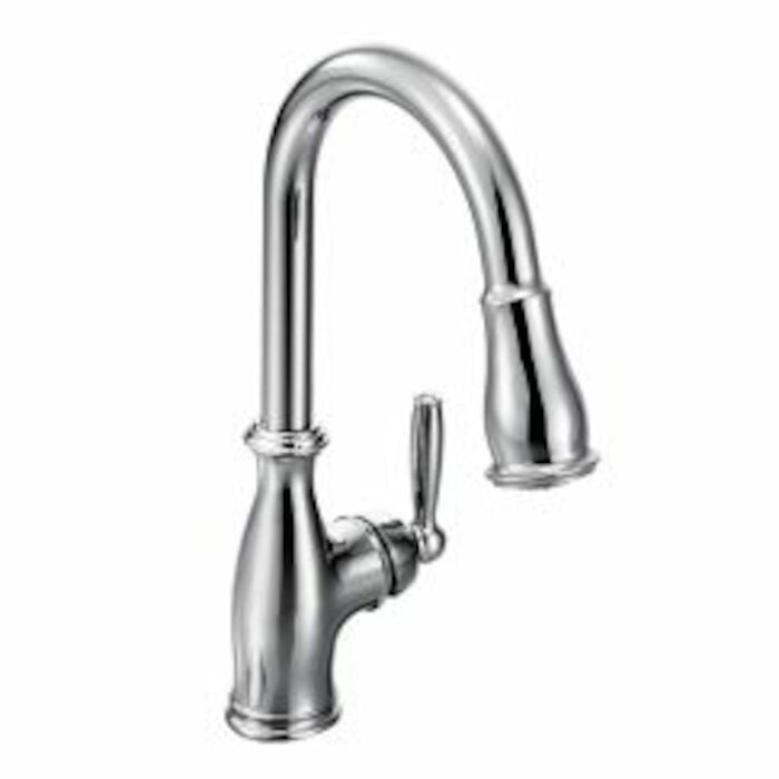 7185C Brantford Single-Handle Pull-Down Sprayer Kitchen Faucet With Reflex In Chrome MOEN, Brantford Single Handle High Arc Pulldown Kitchen Faucet in Chrome, 7185C