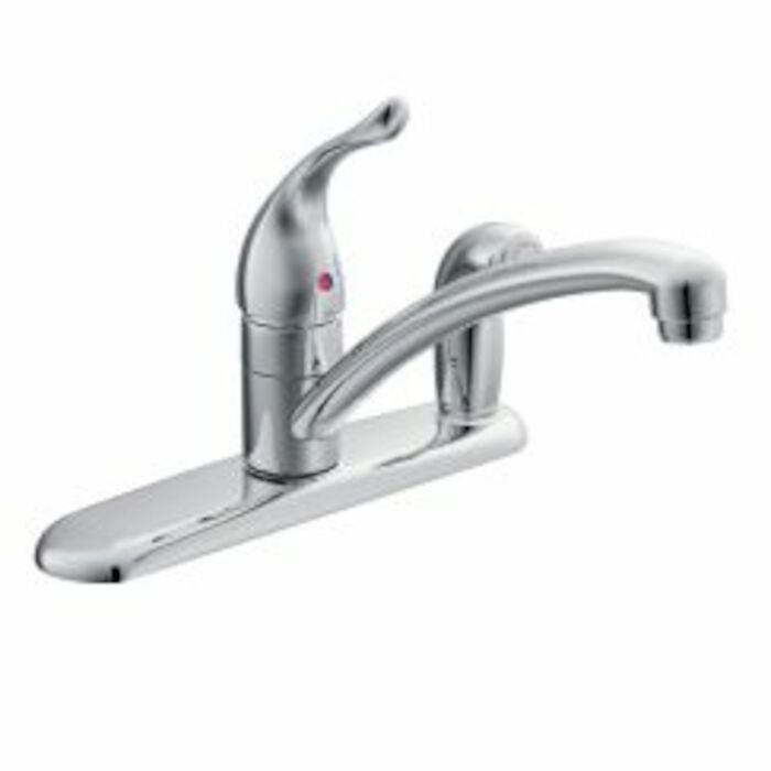 7434 Chateau Polished Chrome Lead Free 3 Hole 1 Handle Kitchen Faucet Side Spray 