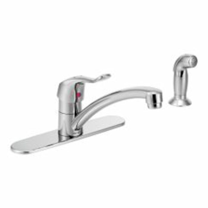 8707 M-Dura Commercial Single-Handle Standard Kitchen Faucet with Side Sprayer in Chrome MOEN, M-Dura Commercial Single-Handle Side Sprayer Kitchen Faucet in Chrome, 8707