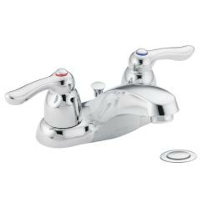 8917 4 in Centerset 2-Handle Vandal-Resistant Bathroom Faucet with Wte and Metal Drain 1.5 GPM Lever Handles in Chrome 