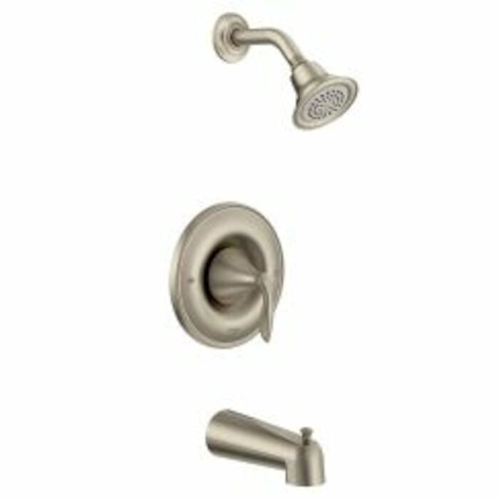 T2133BN Eva 1-Handle Tub And Shower Trim In Brushed Nickel Valve Not Included RIDGID, Eva Posi-Temp, Tub, Shower, Brushed Nickel Finish, Bathroom Faucets, Bathroom Fixtures, Bathroom Plumbing