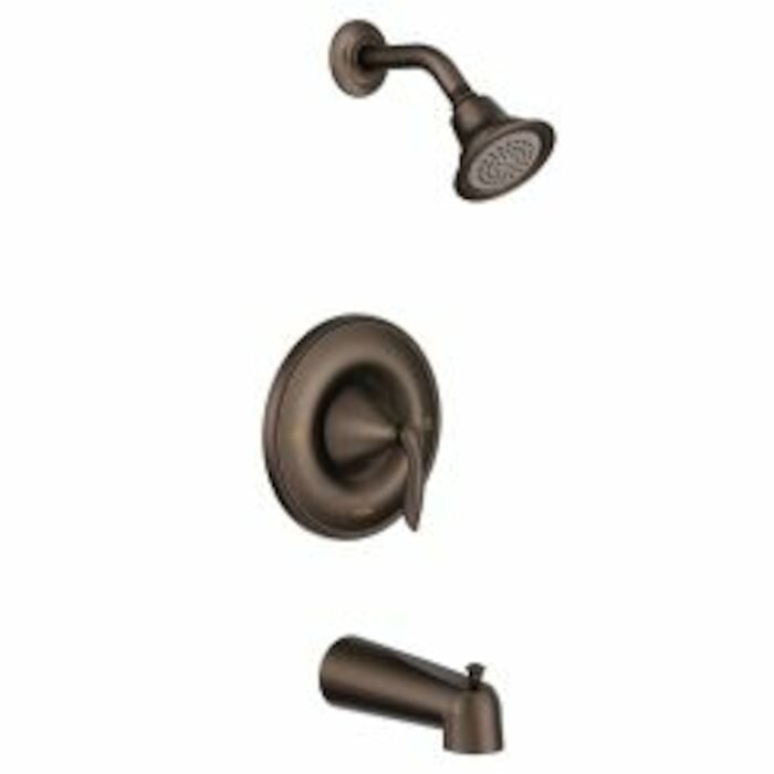 T2133ORB Eva Single-Handle 1-Spray Posi-Temp Tub And Shower Faucet Trim Kit In Oil Rubbed Bronze Valve Not Included MOEN, Eva, Single Handle, Single Spray, Tub, Shower, Faucet, Oil Rubbed Bronze Finish, Lever handle, Bathroom Faucets