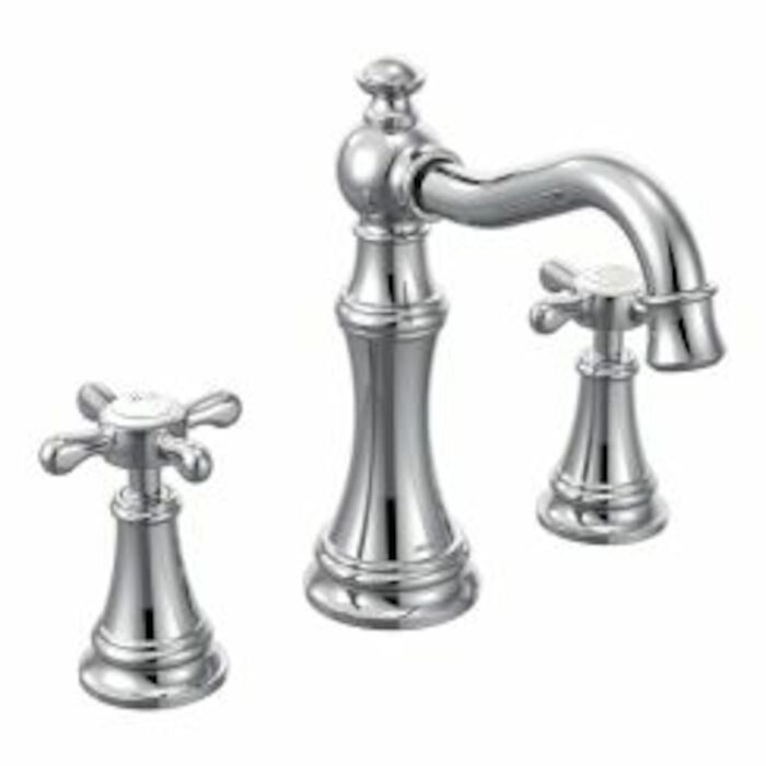 TS42114 Weymouth 8 in Widespread 2-Handle High-Arc Bathroom Faucet Trim Kit in Chrome (Valve Not Included) Faucet, Lavoratory Faucet, Chrome Lavoratory Faucet, Two Handle Lavoratory Faucet, MOEN Weymouth Lavoratory Faucet, MOEN, Weymouth 8 in. 2-Handle Lavatory Faucet in Chrome, TS42114