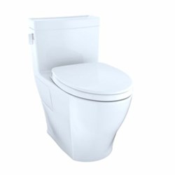 TOTO Legato WASHLET+ One-Piece Elongated 1.28 GPF Universal Height Skirted Toilet with CEFIONTECT, Cotton White - MS624124CEFG#01 ,MS624124CEFG#01