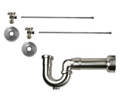 Lavatory Supply Kit - Brass Cross Handle with 1/4 Turn Ball Valve (MT621-NL) - Angle, Massachusetts P-Trap ,