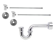 Lavatory Supply Kit - Brass Oval Handle with 1/4 Turn Ball Valve (MT403-NL) - Angle, P-Trap 1-1/4&quot; ,