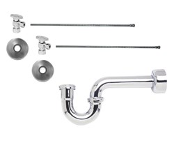 Lavatory Supply Kit - Brass Oval Handle with 1/4 Turn Ball Valve (MT403-NL) - Angle, P-Trap 1-1/4" ,