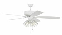 P104W5-52WWOK 52 in Ceiling Fan w/Blades, 4 Clear Glass LED Lights White ,647881220181