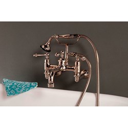 P1080Z OIL RUBBED BRONZE WALL MOUNT TRADITONAL TELEPHONE FAUCET 7IN CENTERS METAL HANDHELD LEVER HANDLES &amp; 6IN WALL MT COUPLERS WITH 1/2IN IPS FEMALE CONNECTIONS ,P1080Z