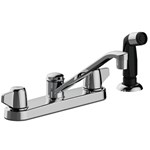 P4L-245C Two Handle Kitchen Faucet with Side Spray Four Hole Mount Quick Mount Installation Washerless 1.5 GPM Chrome ,