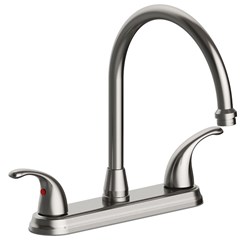 P4L-250SS Two Handle High Arc Kitchen Faucet, Three Hole Mount, Quick Mount Installation, Ceramic Cartridges, 1.5 Gpm, Stainless Steel ,