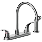 P4L-260C Two Handle High Arc Kitchen Faucet With Side Spray, Four Hole Mount, Quick Mount Installation, Ceramic Cartridges, 1.5 Gpm, Chrome ,082647223424,P4L260C