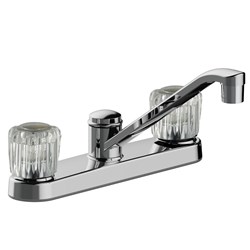 P4L-202C Two Handle Kitchen Faucet, Acylic Handles, Three Hole Mount, Quick Mount Installation, Washerless, 1.5 Gpm, Chrome ,082647223707