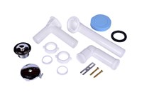 P8227D Waste and Overflow Full Kit White Plastic Tubular Uni-Lift Chro Direct Dr ,P8227D