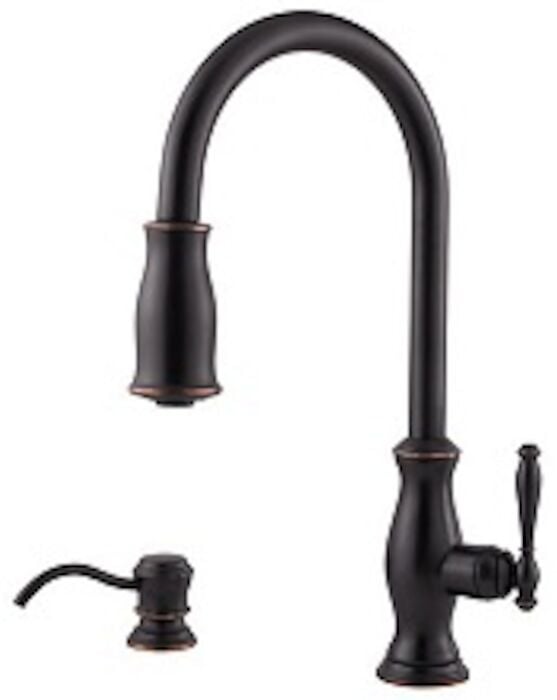 Hanover 1-Handle Pull-Down Kitchen Faucet with Soap Dispenser in Tuscan Bronze 