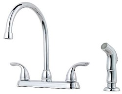 G136-5000 Price Pfister Pfirst Series ADA PC LF 8 Centerset 4 Hole 2 Handle Kitchen Faucet With Matching Side Spray ,G1365000