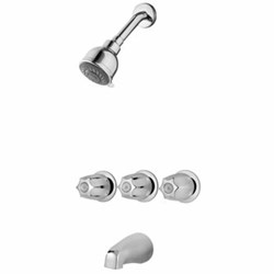 3-Handle Tub & Shower Faucet with Metal Knob Handles in Polished Chrome ,LG013120,G013120