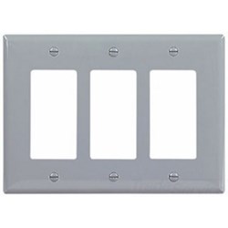 Eaton Wiring PJ263GY Wall Plate 3G Decorator Poly Mid Gray 032664579714 ,032664579714