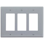 Eaton Wiring PJ263GY Wall Plate 3G Decorator Poly Mid Gray 032664579714 ,032664579714