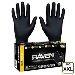 66520 SAS Raven Powder Free Exam Grade Nitrile 6 mil Glove XXL ,66520,PPE