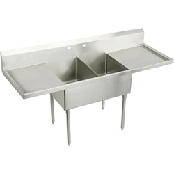 Elkay Sturdibilt Stainless Steel 102" x 27-1/2" x 14" Floor Mount Double Compartment Scullery Sink with Drainboard ,