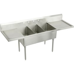Elkay Sturdibilt Stainless Steel 102" x 27-1/2" x 14" Floor Mount Triple Compartment Scullery Sink with Drainboard ,