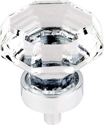 Crystal Clear Octogon Knob 1 3/8 Inch with Polished Chrome Base ,TK128PC
