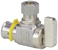 93511 LF 1/2In X 1/4In 3/8In P X Angle CTS Od Pex Press Chrome-Plated Zero Lead Brass Stop Valve 1/4 Turn ,93511,VIAS