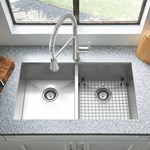 Edgewater&#174; 33 x 22-Inch Stainless Steel 1-Hole Dual Mount Double-Bowl Kitchen Sink ,18DB9332211075,18DB9332211075