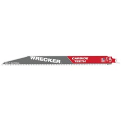 48-00-5543 Milwaukee 12&quot; 6 Tpi The Wrecker With Carbide Teeth Sawzall Blade 5Pk ,48005543