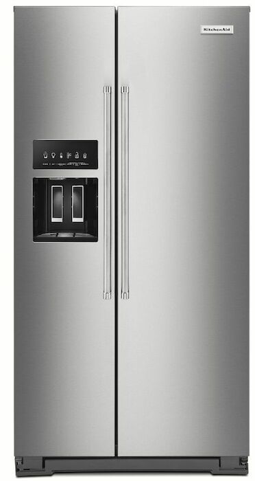 KITCHENAID 23 CU FT, COUNTER DEPTH SXS REFRIGERATOR, EXTERIOR ICE AND WATER DISPENSER 