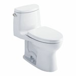 TOTO® UltraMax® II One-Piece Elongated 1.28 GPF Universal Height Toilet with CEFIONTECT and SS124 SoftClose Seat, WASHLET+ Ready, Cotton White - MS604124CEFG#01 ,MS604124CEFG#01