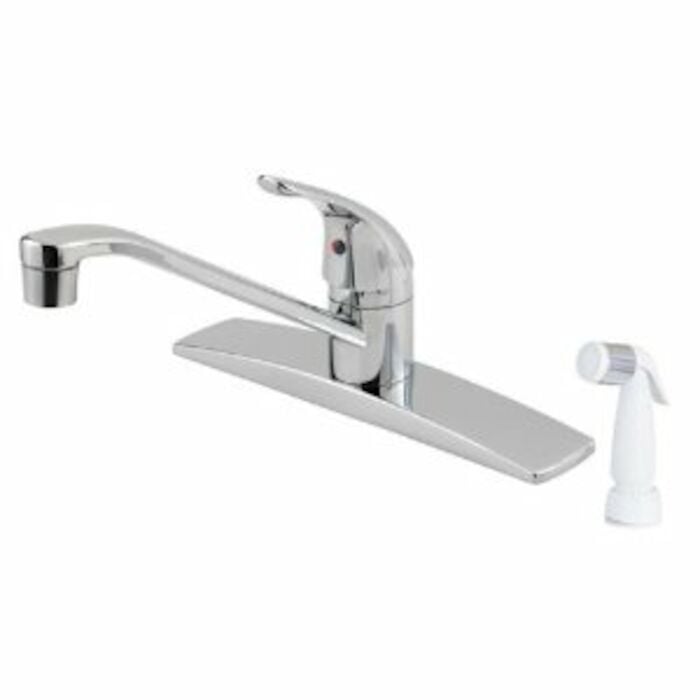 Pfirst Series 1-Handle Kitchen Faucet with Side Spray in Polished Chrome 4 HOLE