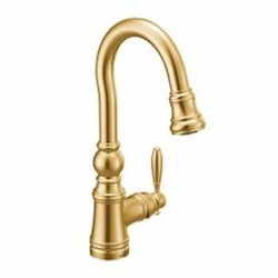 Brushed gold one-handle pulldown bar faucet ,