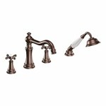 Oil rubbed bronze two-handle roman tub faucet includes hand shower ,